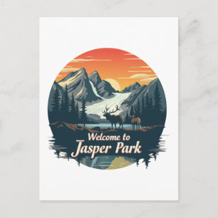 Welcome to Jasper National Canadian Park Holiday Postcard