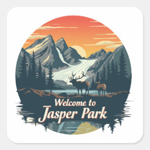 Welcome to Jasper National Canadian Park Square Sticker