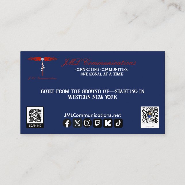Welcome to JML Communications Business Card (Front)