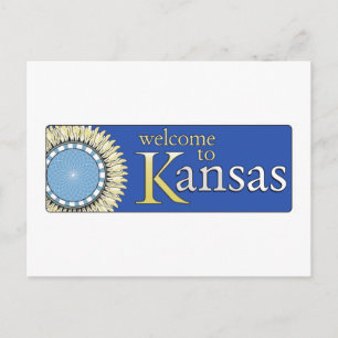 Welcome to Kansas - USA Road Sign Postcard