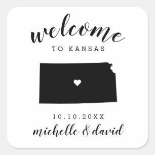 Welcome to Kansas   Wedding custom favour Square Sticker