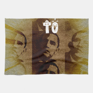 Welcome to Kenya with Obama Collage   Tea Towel