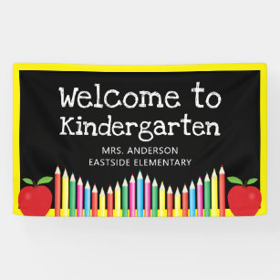 Welcome To Kindergarten Apple Coloured Pencils Banner