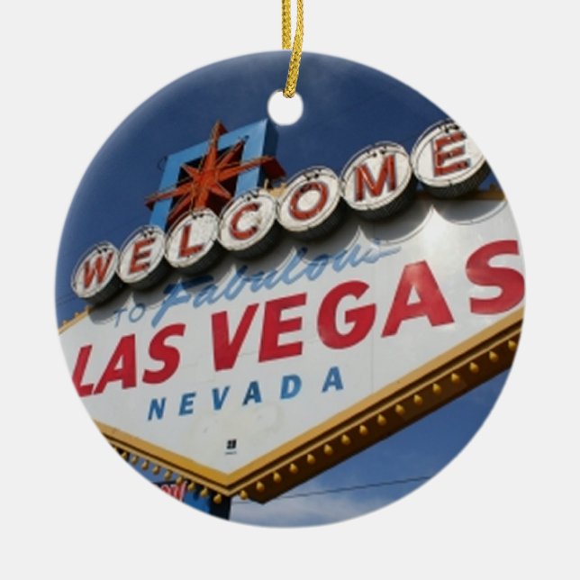 Welcome To Las Vegas Ceramic Tree Decoration (Front)
