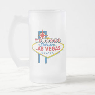 Welcome-to-Las-Vegas Frosted Glass Beer Mug