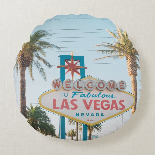 WELCOME TO LAS VEGAS ROUND CUSHION (Front)