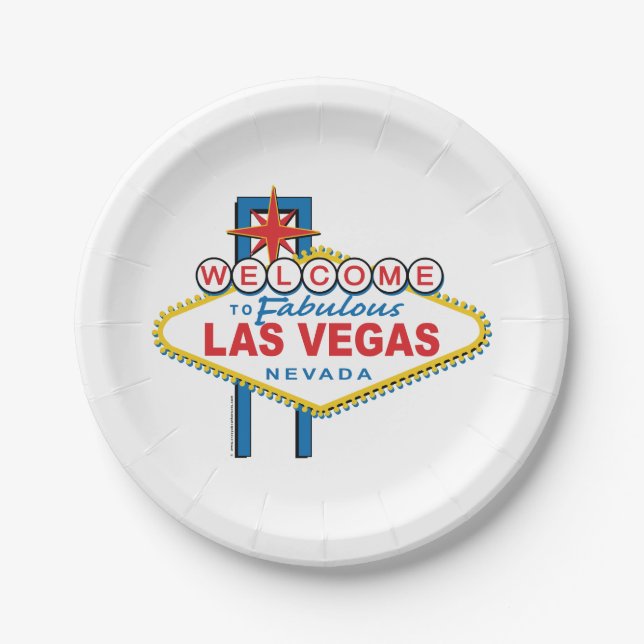 Welcome to Las Vegas Sign Paper Plate (Front)