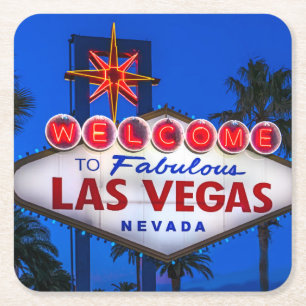 Welcome To Las Vegas Sign Square Paper Coaster