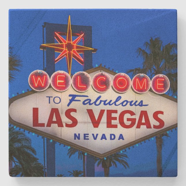Welcome To Las Vegas Sign Stone Coaster (Front)