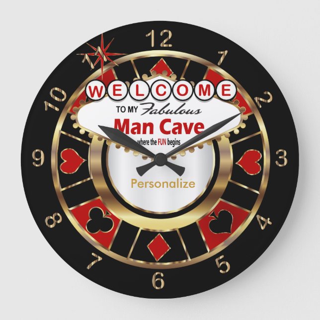 Welcome to Las Vegas Style Man Cave! Large Clock (Front)