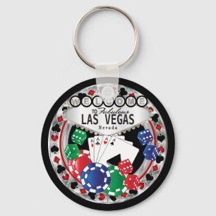 Welcome to Las Vegas Style - Red and Silver  Key Ring