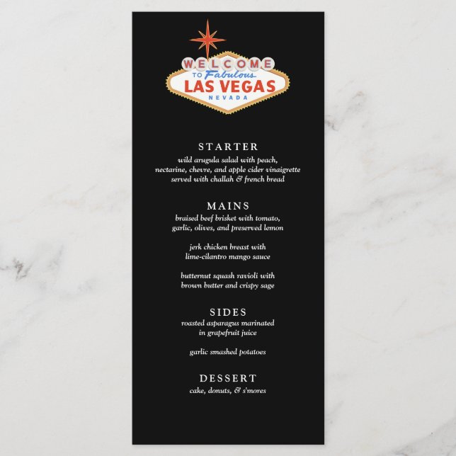 Welcome to Las Vegas Wedding Reception Menu (Front)