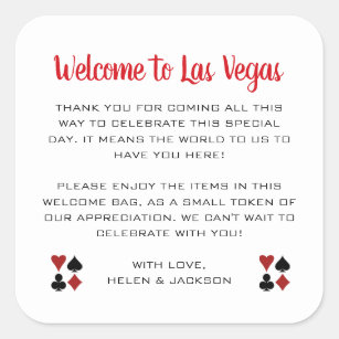 Welcome to Las Vegas Wedding Welcome Basket Square Sticker