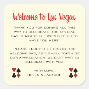 Welcome to Las Vegas Wedding Welcome Basket Square Sticker