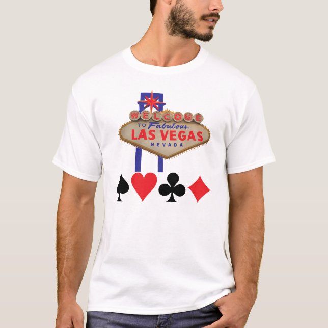 Welcome to Las Vegas with card suits t-shirt (Front)