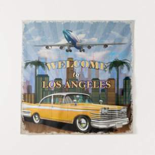 Welcome to Los Angeles retro poster. Tapestry