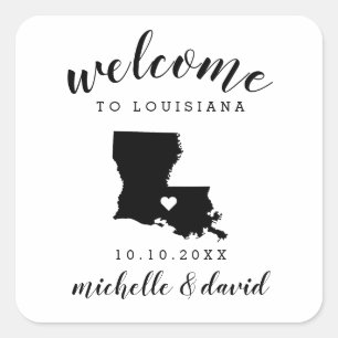 Welcome to Louisiana   Wedding custom favour Square Sticker
