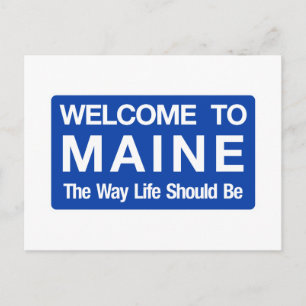 Welcome to Maine - USA Road Sign Postcard