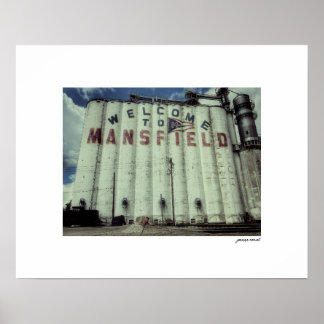 Welcome to Mansfield Ohio Grain Silos Poster Print