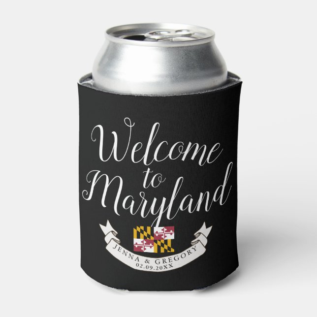Welcome to Maryland | Destination Wedding Can Cooler (Can Front)