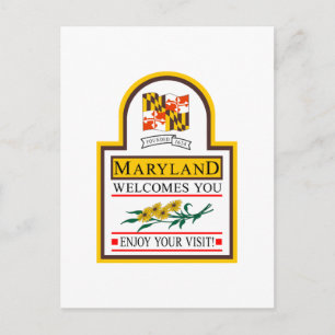 Welcome to Maryland - USA Road Sign Postcard