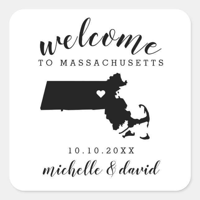 Welcome to Massachusetts | Wedding custom favour Square Sticker (Front)