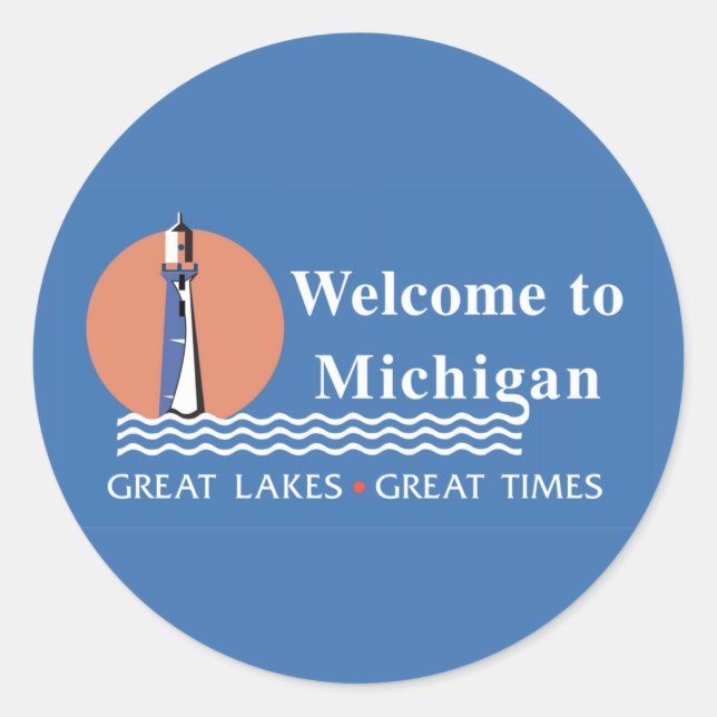 Welcome to Michigan - USA Road Sign Classic Round Sticker (Front)
