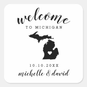 Welcome to Michigan   Wedding custom favour Square Sticker