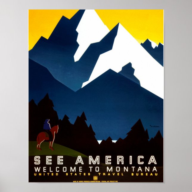 Welcome to Montana Vintage WPA Poster (Front)
