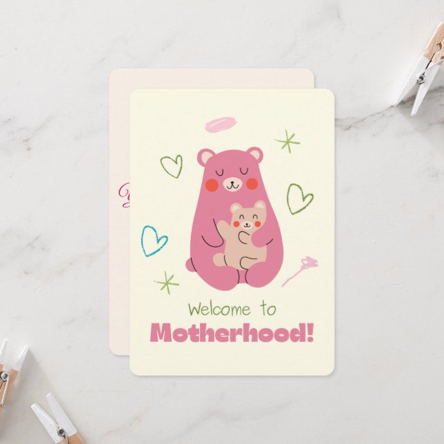 Welcome to Motherhood - congratulations card (Front/Back In Situ)