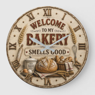 Welcome to My Bakery Baker Gift Large Clock
