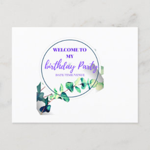 Welcome to my birthday day party invitation postcard