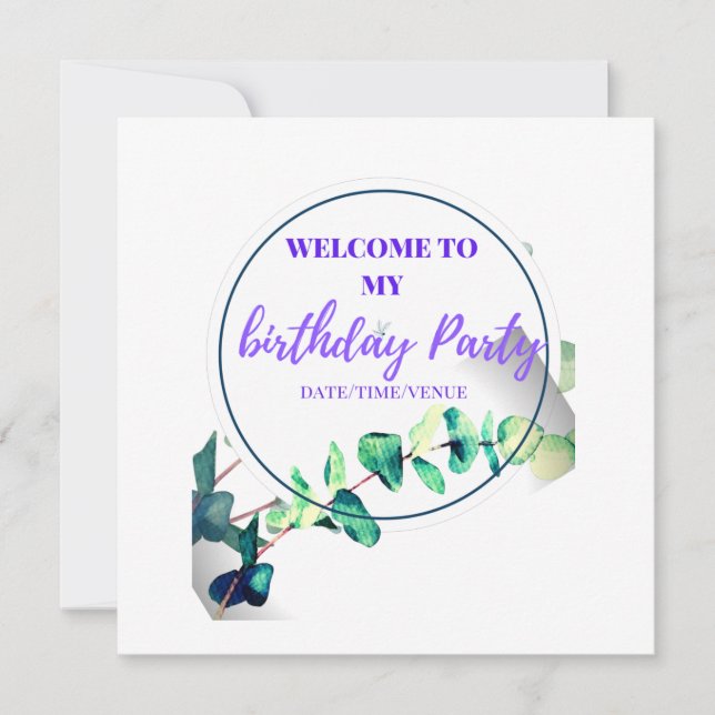 Welcome to my birthday day party save the date (Front)