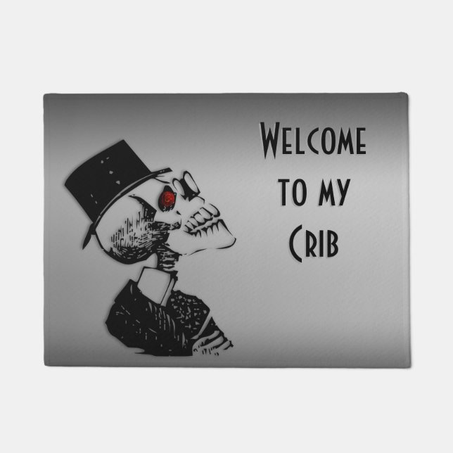 Welcome to My Crib Skeleton Welcome Mat (Front)