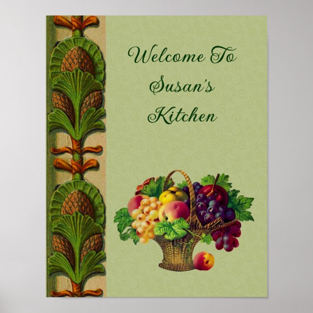 Welcome To My Kitchen Fruit Basket Personalised Poster (Front)