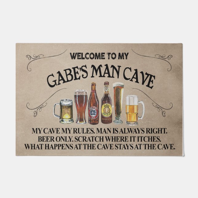 Welcome To My Man Cave Mat, Man Funny Doormat (Front)