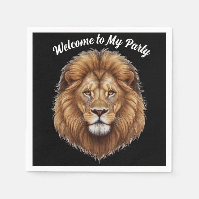 Welcome to My Party Lion personalise name Napkin (Front)