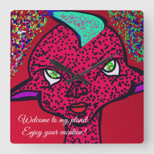 Welcome to My Planet Square Wall Clock