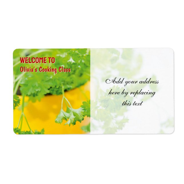 Welcome to Name’s Cooking Class Herb Art (Front)