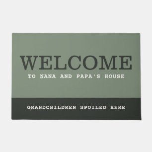 Welcome To Nana And Papa's House Sage Green Doormat