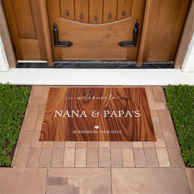 Welcome to Nana & Papa's Wood House Doormat (Outdoor)
