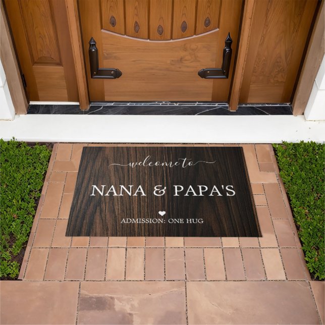 Welcome to Nana & Papa's Wood House Doormat (Outdoor)