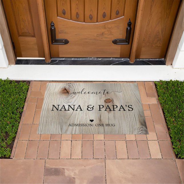 Welcome to Nana & Papa's Wood House Doormat (Outdoor)