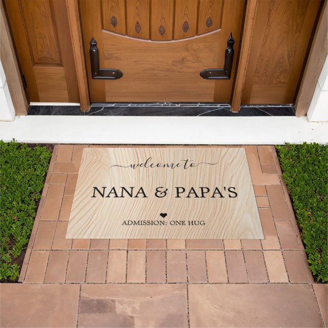 Welcome to Nana & Papa's Wood House Doormat (Outdoor)