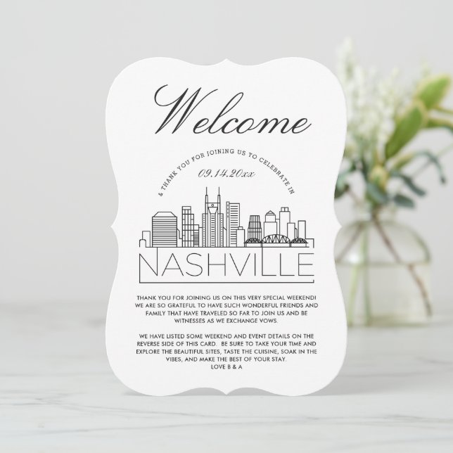 Welcome to Nashville | Guests Details Invitation (Standing Front)