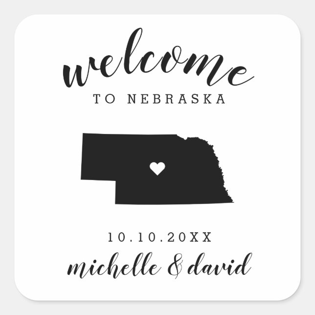 Welcome to  Nebraska | Wedding custom favour Square Sticker (Front)