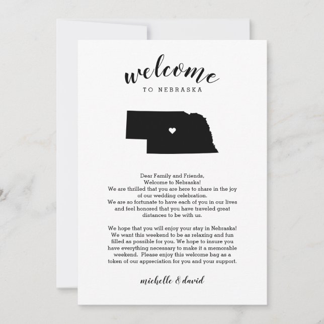 Welcome to Nebraska | Wedding Letter & Itinerary (Front)