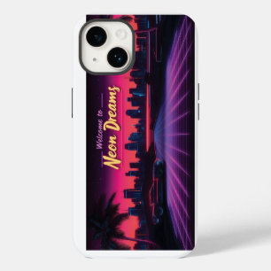 Welcome to Neon Dreams - Retro Wave Cityscape iPhone 14 Case