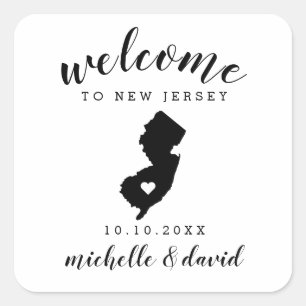 Welcome to New Jersey   Wedding custom favour Square Sticker