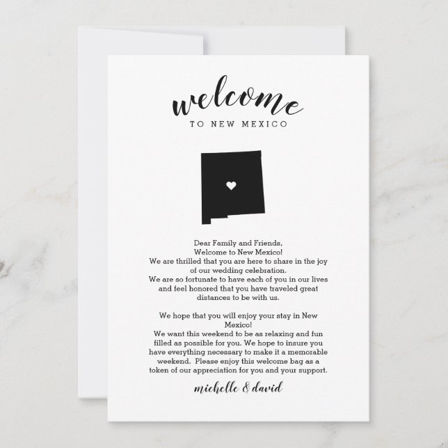 Welcome to New Mexico | Wedding Letter & Itinerary (Front)